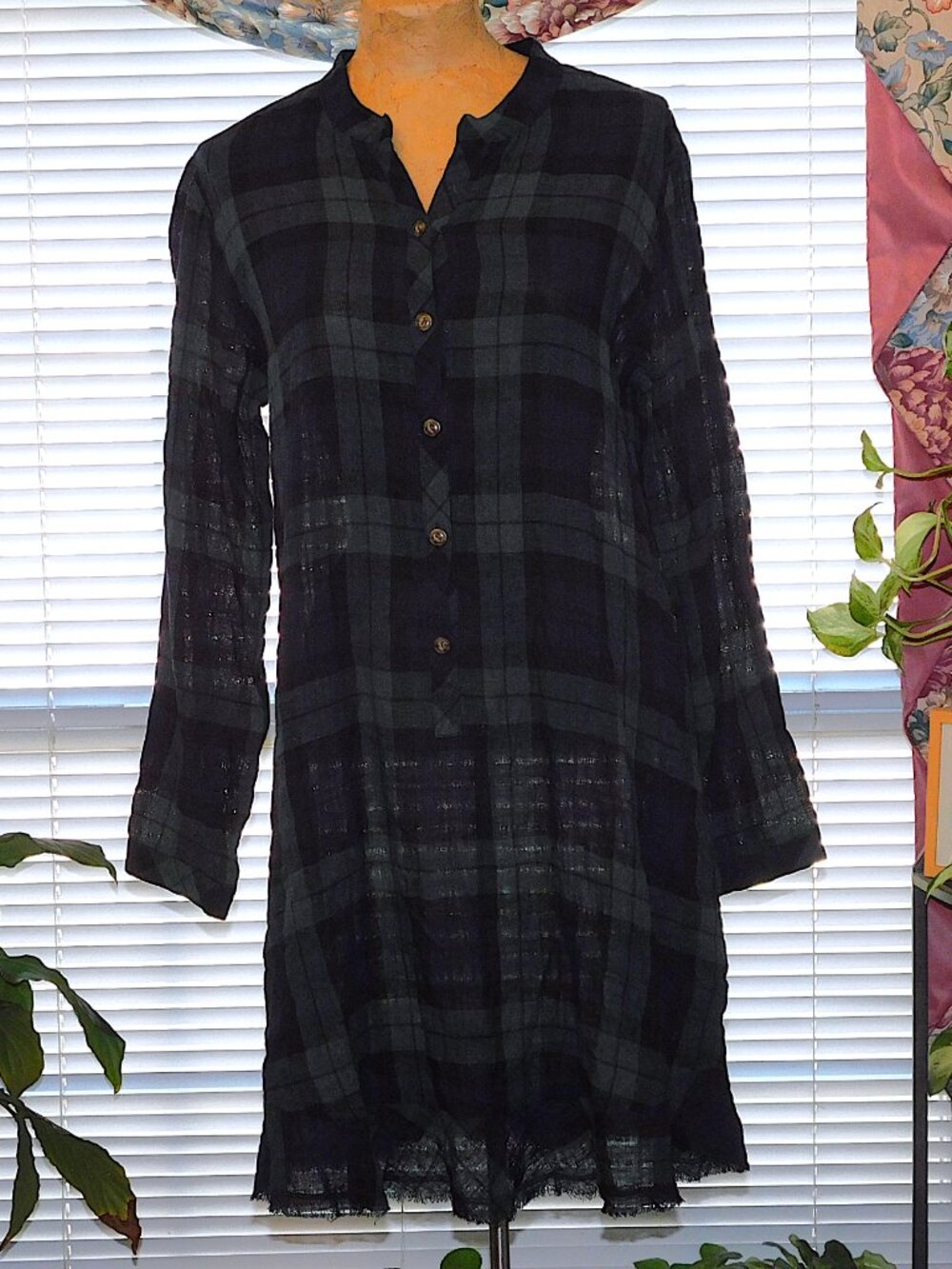 NWT Green & Blue Plaid Long Sleeve Dress UNCLE FRANK S 6 8